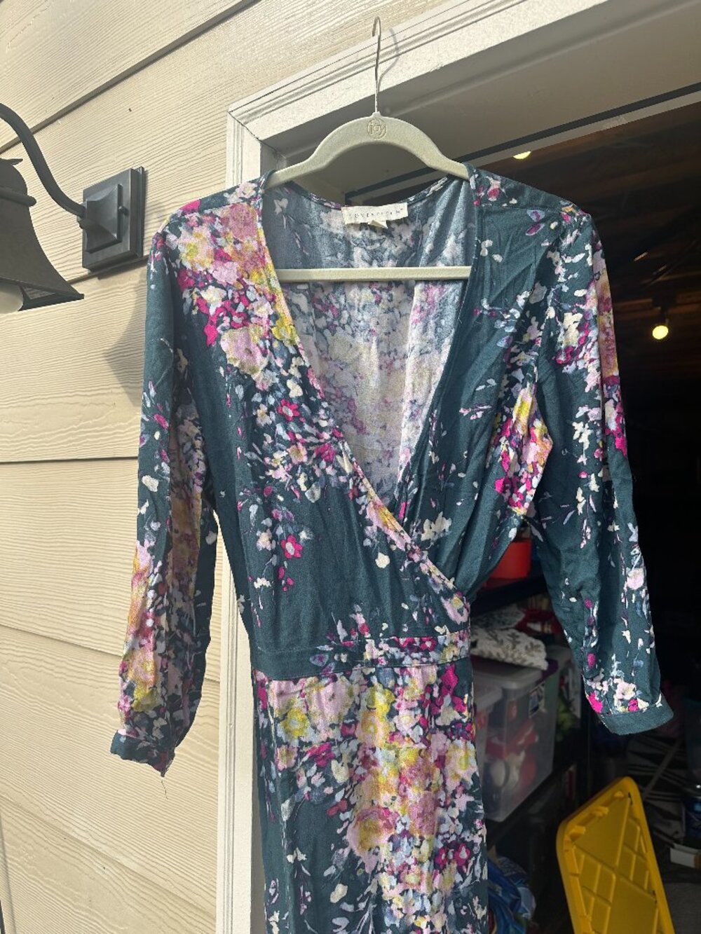 Lovestitch Floral Maxi Kaftan Dress Wrap Beach Coastal Cottagecore Teal